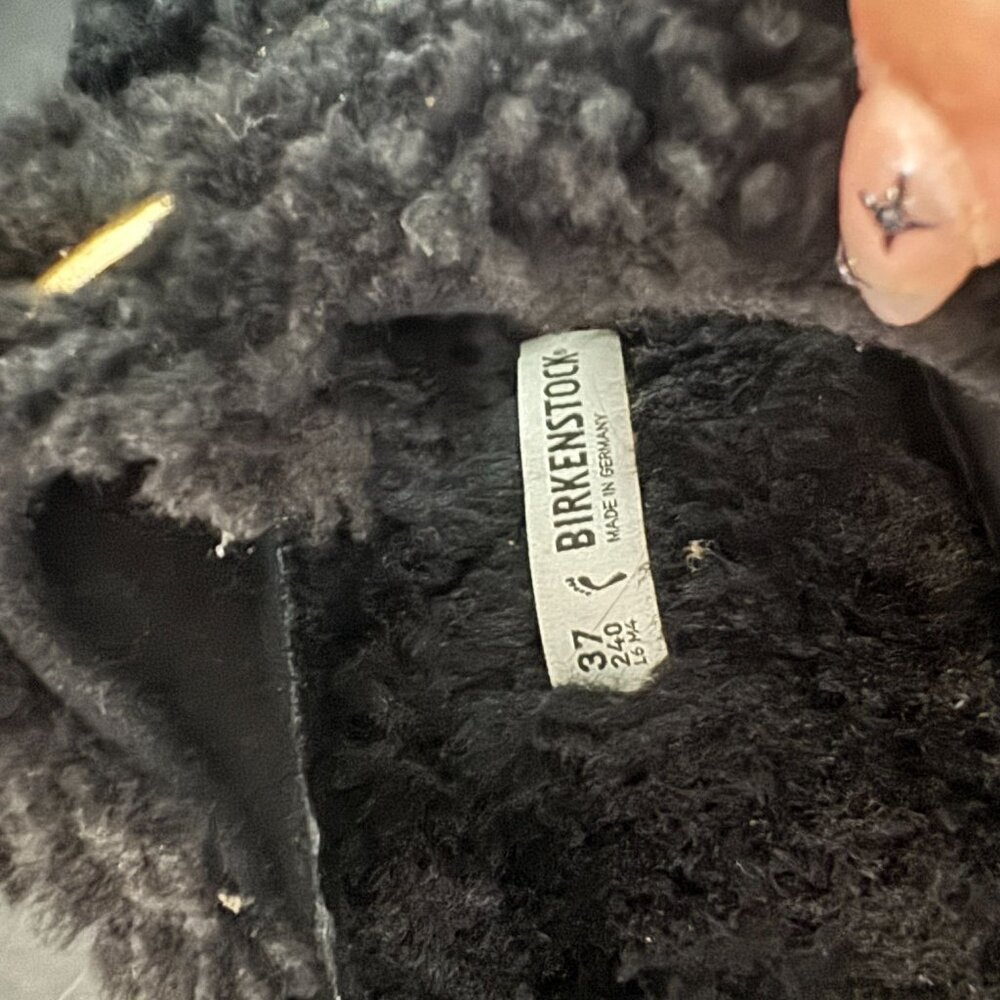 Birkenstock Arizona Big Buckle Shearling Sandal Teddy Black Women's, Sz 37 NWOB - Picture 9 of 9